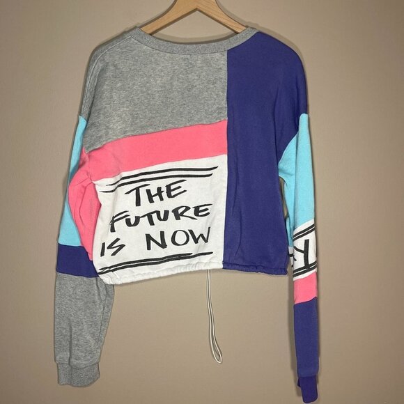 Women's XL Fashion Nova Written With Love Sweatshirt Color Block Drawstring - Picture 4 of 8